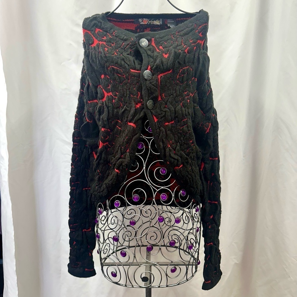 Desigual black and red knit cardigan
